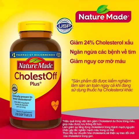 Viên Uống Giảm Cholesterol Trong Máu Cholest Off Plus Nature Made Mỹ 210 viên (Bao check hàng chuẩn USA)