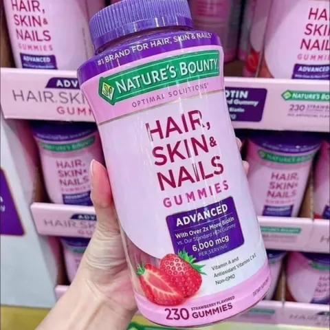Kẹo Dẻo Nature's Bounty Hair, Skin & Nails Gummies Advanced 6000mcg 230Viên Mẫu Mới