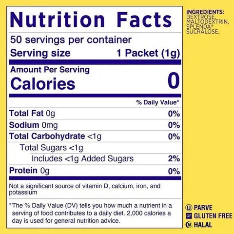Đường ăn kiêng Splenda Zero Calorie Sweetener Pack 1kg của Mỹ 1000 gói