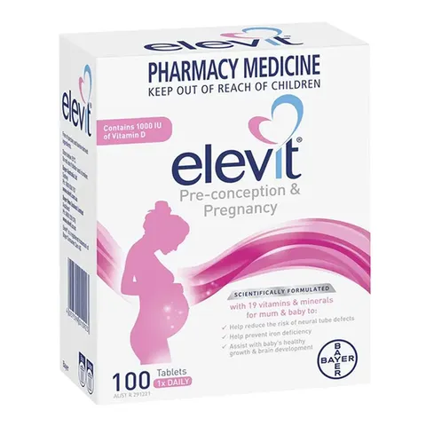 Elevit Pre-conception Pregnancy - Vitamin tổng hợp dành cho giai đoạn chuẩn bị mang thai và toàn bộ thai kỳ chính hãng Úc