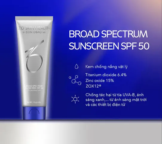 Kem Chống Nắng Zo Skin Health SPF50 - Bảo Vệ Da Nhạy Cảm, Chống UVA/UVB, Thẩm Thấu Nhanh, Dưỡng Ẩm Toàn Diện cho Làn Da Khỏe Mạnh 869522
