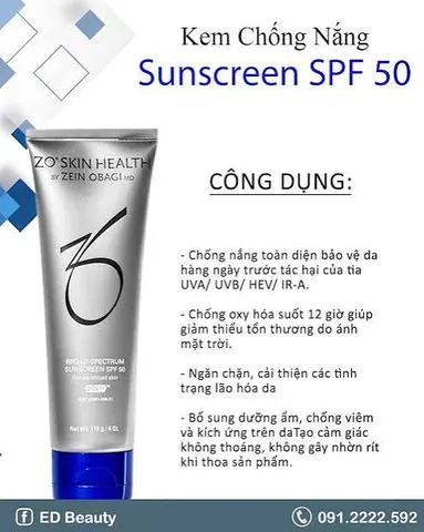 Kem Chống Nắng Zo Skin Health SPF 50 - Bảo Vệ Toàn Diện Da Nhạy Cảm, Chống Nắng Hiệu Quả 118g - Dưỡng Ẩm và Ngăn Ngừa Lão Hóa 869572