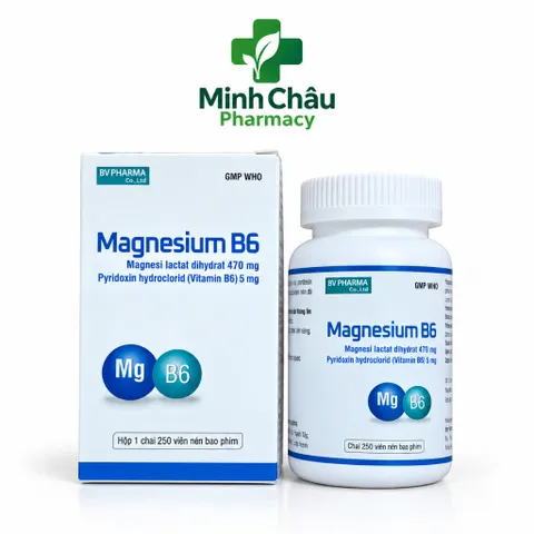Magnesium B6 BV lọ 250 viên giúp bổ sung Magie và vitamin b6 hỗ trợ ổn định thần kinh, giảm căng thẳng, , chuột rút
