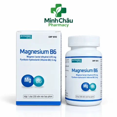 Magnesium B6 BV lọ 250 viên giúp bổ sung Magie và vitamin b6 hỗ trợ ổn định thần kinh, giảm căng thẳng, , chuột rút