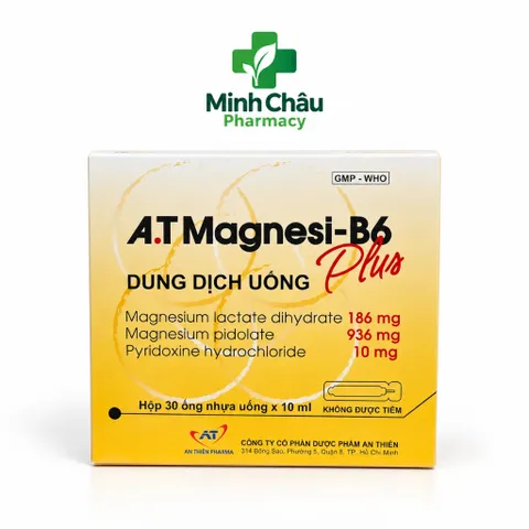 AT Magnesi-B6 Plus giúp bổ sung magie và vitamin B6 giảm trằn trọc quấy đêm cho bé dạng ống uống Hộp 30 ống x 10ml