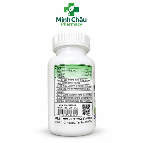 Magnesium B6 NIC lọ 250 viên giúp bổ sung Magie và vitamin b6 hỗ trợ ổn định thần kinh, giảm căng thẳng, , chuột rút