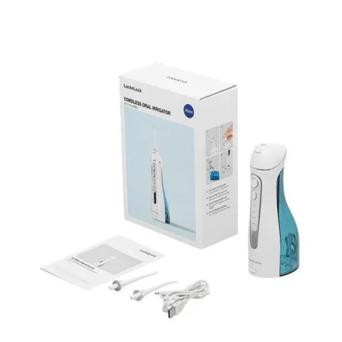 Máy tăm nước không dây có 4 chế độ dùng được răng niềng LocknLock Cordless Oral Irrigator 200ml - Màu xanh - ENR156BLU