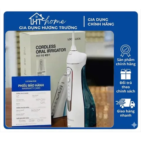 Máy tăm nước không dây có 4 chế độ dùng được răng niềng LocknLock Cordless Oral Irrigator 200ml - Màu xanh - ENR156BLU