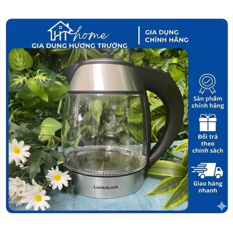 Ấm Đun Siêu Tốc Thủy Tinh 1,8L LocknLock EJK418SLV 1850W Có Đèn Led Khi Đun - Bảo Hành 12 Tháng