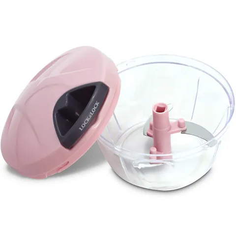 Máy xay tỏi ớt mini cầm tay LocknLock Lưỡi Xay Bén Dễ Vệ Sinh Màu Hồng 400ml CKS308PIK