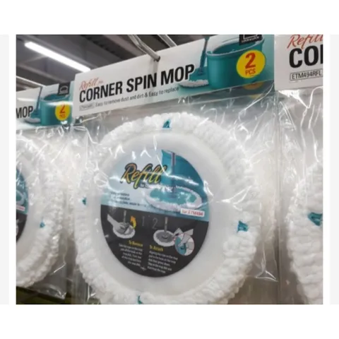 Bộ 2 Bông Lau Thay Thế Của Bộ Lau Nhà Corner Spin Mop ETM494 - Hàng Chính Hãng
