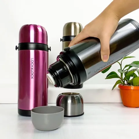 Bình Giữ Nhiệt LocknLock 1 Lít Có Quai Xách Cao Cấp Có Nắp Làm Cốc 3 Màu LHC1439- Chính Hãng