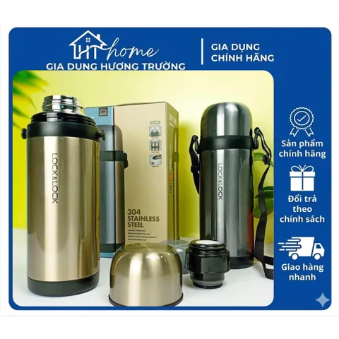 Bình Giữ Nhiệt LocknLock 1 Lít Có Quai Xách Cao Cấp Có Nắp Làm Cốc 3 Màu LHC1439- Chính Hãng