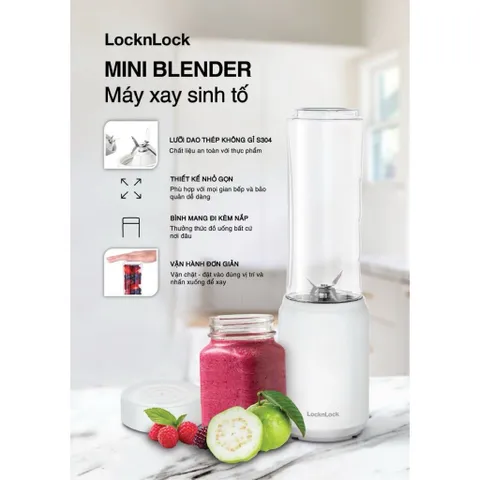 Máy xay sinh tố mini Blender Locknlock EJM433WHT 280ml