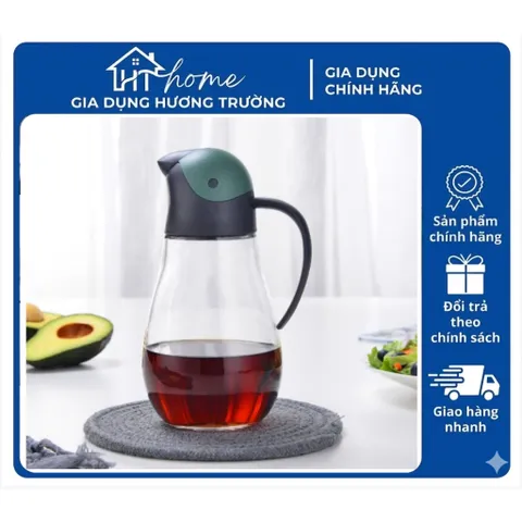 Bình Thủy Tinh Rót Dầu LocknLock CKO201 550ml nắp xanh
