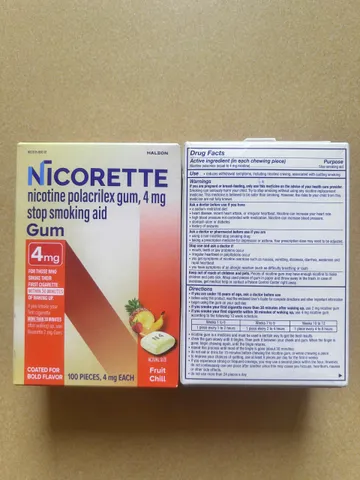 KẸO CAO SU HỖ TRỢ GIẢM CƠN THÈM NICORETTE GUM 4MG HƯƠNG TRÁI CÂY (HỘP 100 VIÊN) – NỘI ĐỊA MỸ