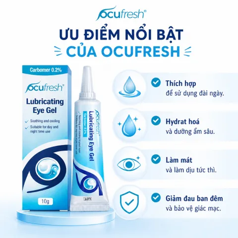 Ocufresh Eye Gel Hỗ Trợ Dưỡng Ẩm Mắt, Sử Dụng Hằng Ngày, An Toàn Cho Người Đeo Lens
