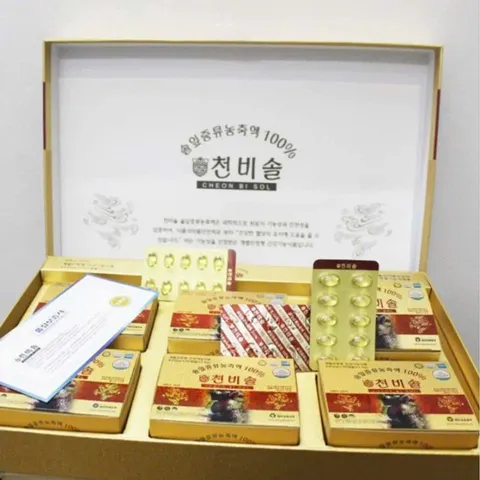 Tinh Dầu Thông Đỏ Chính Phủ Cheon Bi Sol hộp 180 Viên Hàn Quốc Giảm Mỡ Máu, Tiểu Đường, Huyết áp 870601