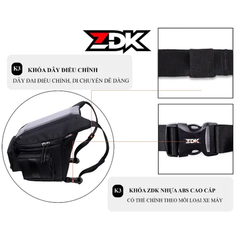 Túi treo đầu xe ZDK K3 phiên bản túi grab cao cấp, túi treo ghi đông xe máy chứa đồ dùng, cảm ứng điện thoại tốt