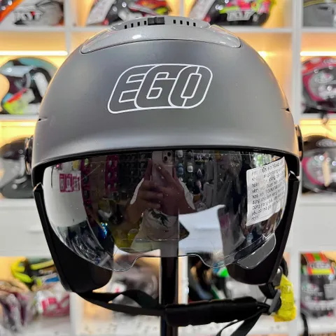 Mũ Bảo Hiểm Nửa Đầu EGO E24 Màu Titanium Có Kính Âm Vỏ ABS Siêu Nhẹ 700g Lót Tháo Rời