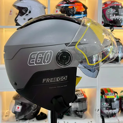 Mũ Bảo Hiểm Nửa Đầu EGO E24 Màu Titanium Có Kính Âm Vỏ ABS Siêu Nhẹ 700g Lót Tháo Rời