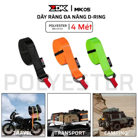 Dây Đai Đa Năng ZDK MK05, Dây Ràng Hành Lý, Cố Định Đồ Đạc, Dây Poly Bóng Chắc Chắn, Khóa Chữ D Inox