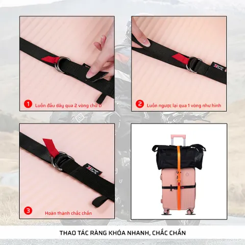 Dây Đai Đa Năng ZDK MK05, Dây Ràng Hành Lý, Cố Định Đồ Đạc, Dây Poly Bóng Chắc Chắn, Khóa Chữ D Inox