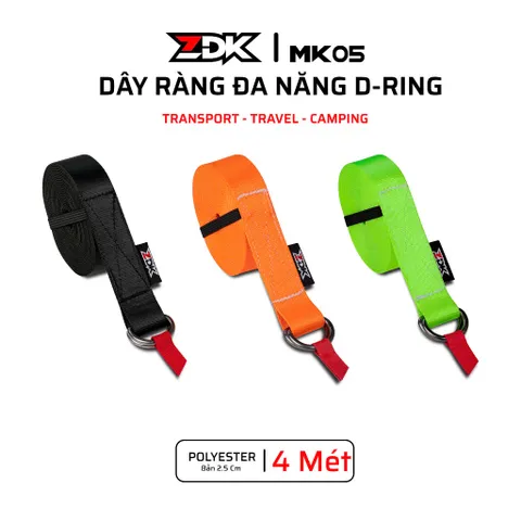 Dây Đai Đa Năng ZDK MK05, Dây Ràng Hành Lý, Cố Định Đồ Đạc, Dây Poly Bóng Chắc Chắn, Khóa Chữ D Inox