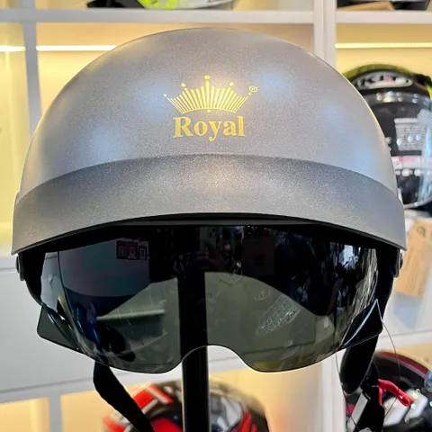 Royal M163LT Màu Xám nhám Mũ Bảo Hiểm 1/2 Có Lưỡi Trai Kính Âm Chống Nắng