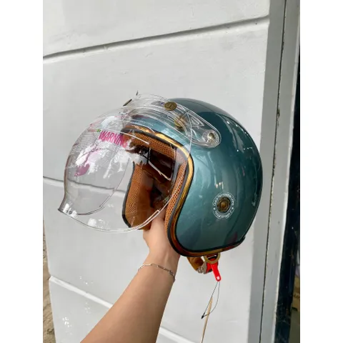 Combo Mũ bảo hiểm 3/4 M20C màu xanh xám gắn kính che nắng, che bụi tiện lợi cao cấp