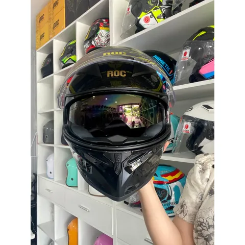 Mũ Bảo Hiểm-Nón Bảo Hiểm Fullface ROC 05 Đen Bóng Hàng Chính Hãng Cực Ngầu