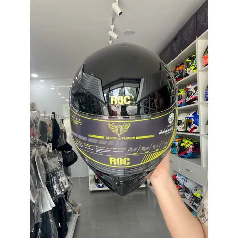 Mũ Bảo Hiểm-Nón Bảo Hiểm Fullface ROC 05 Đen Bóng Hàng Chính Hãng Cực Ngầu