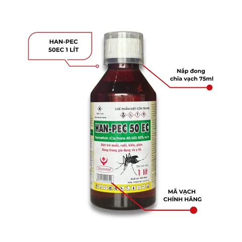 Hanpec 50ec 1 lít-  Hanvet – thành phần permethrin 50% – chế phẩm kiểm soát muỗi, ruồi, kiến, gián