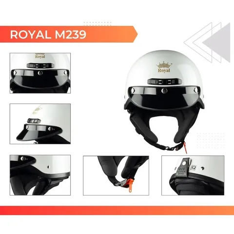 Nón bảo hiểm nửa đầu Royal M779 phong cách Retro có đệm tai che nắng (Nón form lớn)