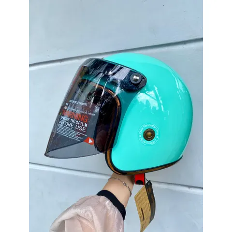 Combo Nón bảo hiểm 3/4 Royal M20C màu xanh ngọc gắn kính siêu đẹp, tiện lợi