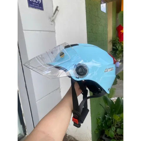 Nón Bảo Hiểm 1/2 Đầu ANDA HELMET Xanh Bóng Cực Đẹp,Bảo Hành Chính hãng 1 Năm[Tặng tem]