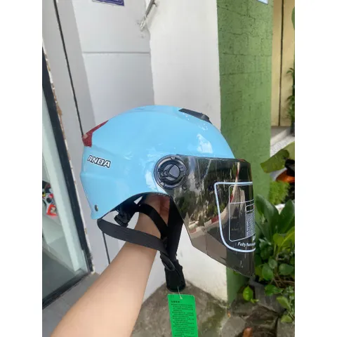 Nón Bảo Hiểm 1/2 Đầu ANDA HELMET Xanh Bóng Cực Đẹp,Bảo Hành Chính hãng 1 Năm[Tặng tem]