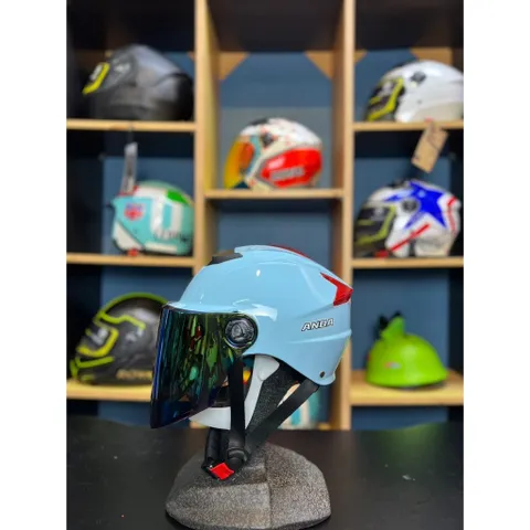 Nón Bảo Hiểm 1/2 Đầu ANDA HELMET Xanh Bóng Cực Đẹp,Bảo Hành Chính hãng 1 Năm[Tặng tem]