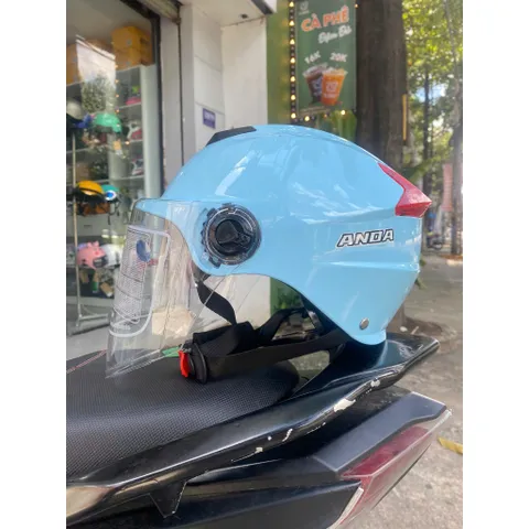 Nón Bảo Hiểm 1/2 Đầu ANDA HELMET Xanh Bóng Cực Đẹp,Bảo Hành Chính hãng 1 Năm[Tặng tem]
