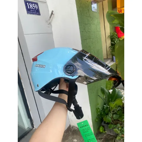 Nón Bảo Hiểm 1/2 Đầu ANDA HELMET Xanh Bóng Cực Đẹp,Bảo Hành Chính hãng 1 Năm[Tặng tem]