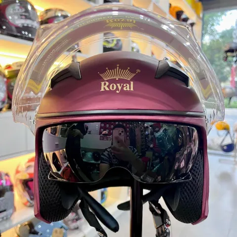 Mũ bảo hiểm 3/4 M268 2 Kính Chính Hãng ROYAL Màu Đỏ Đô - Nón bảo hiểm 2 Kính Cao Cấp ,Tiện lợi