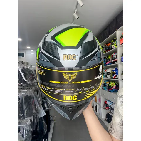 Mũ Bảo Hiểm-Nón Bảo Hiểm Fullface ROC 05 V5 Xanh Lá Hàng Chính Hãng