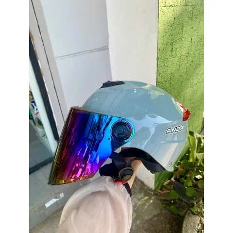 Nón Bảo Hiểm-Mũ Bảo Hiểm Nửa Đầu ANDA HELMET Chính Hãng Kính Dài, Nhiều Màu[Tặng tem ]