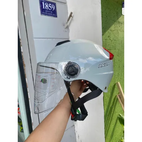 Nón Bảo Hiểm-Mũ Bảo Hiểm Nửa Đầu ANDA HELMET Chính Hãng Kính Dài, Nhiều Màu[Tặng tem ]
