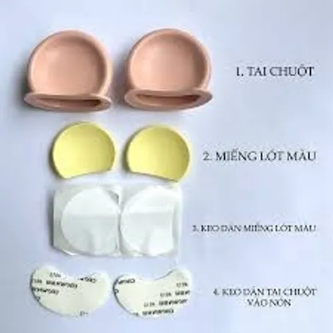 Tai gấu - tai chuột mẫu mới V2 phối màu siêu đẹp gắn nón bảo hiểm - 1 cặp có kèm keo