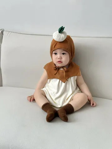 Hàng QC - Áo liền thân bodysuit kèm mũ cute đáng yêu dễ thương củ hành tay cho bé trai bé gái mùa hè
