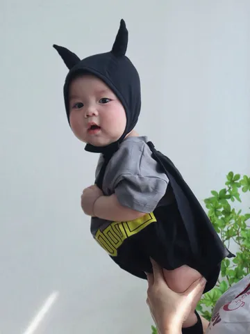  Hàng QC - Áo liền thân bodysuit kèm mũ và tất siêu nhân batman người dơi (ảnh thật)