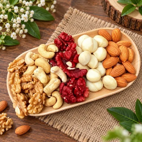500gram Mix 5 Loại Hạt Nguyên Vị ( Hạnh Nhân, Macca, Điều Sữa, Óc Chó Đỏ và Vàng )