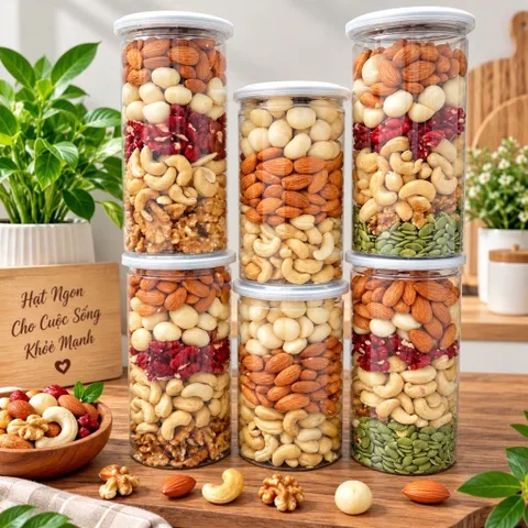 500gram Mix 5 Loại Hạt Nguyên Vị ( Hạnh Nhân, Macca, Điều Sữa, Óc Chó Đỏ và Vàng )