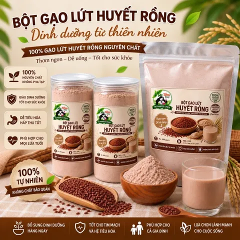 500g Bột Gạo Lứt Huyết Rồng Rang Xay Nguyên Chất